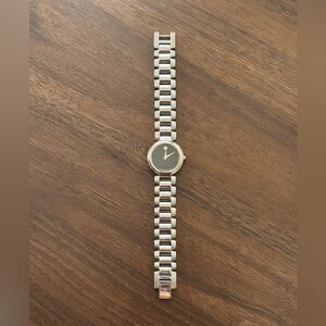 Movado Silver Bracelet Watch with Black Dial